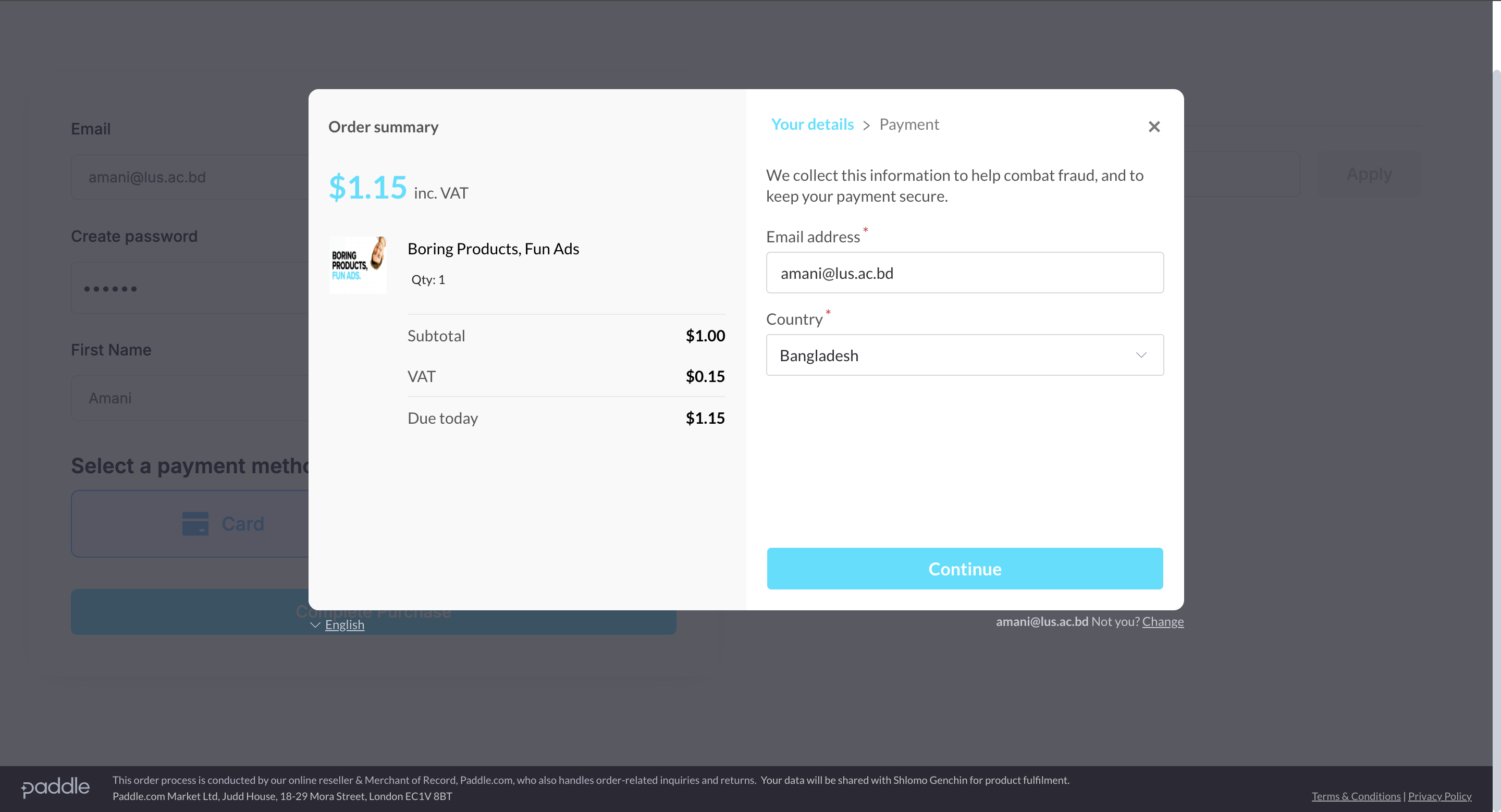 Paddle Payment Gateway