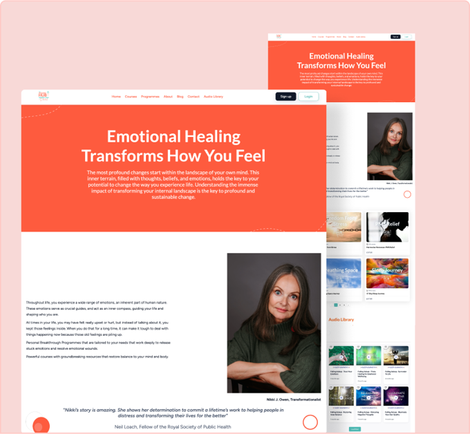 Healing Hub website built with ezycourse