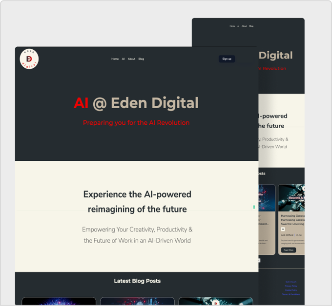 Eden Digital website built with ezycourse