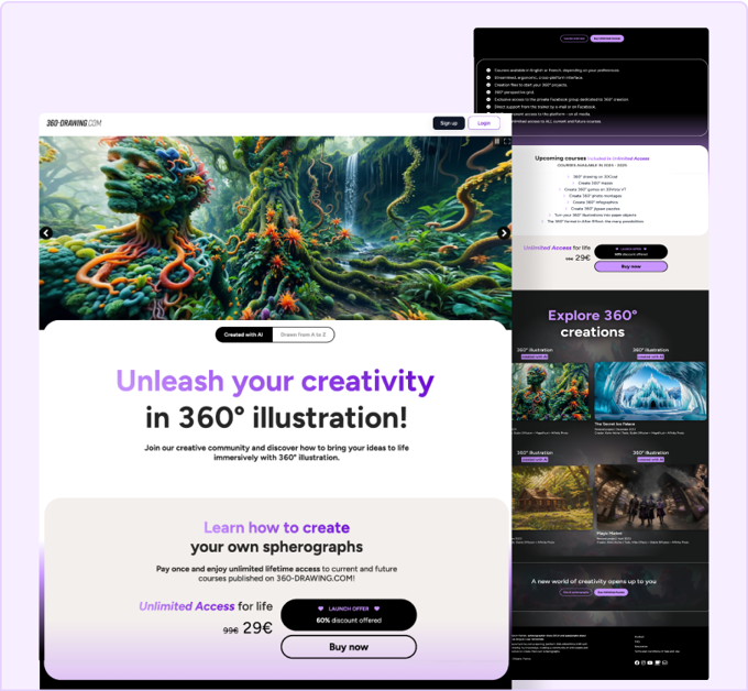 360 Drawing website built with ezycourse