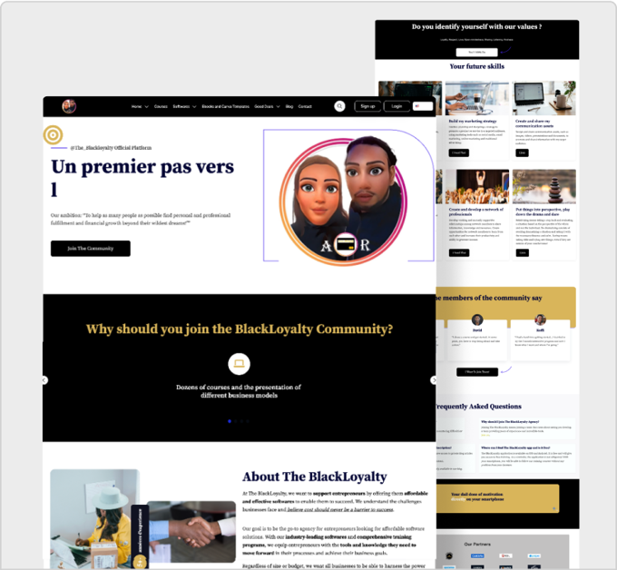 Black Loyalty website built with ezycourse
