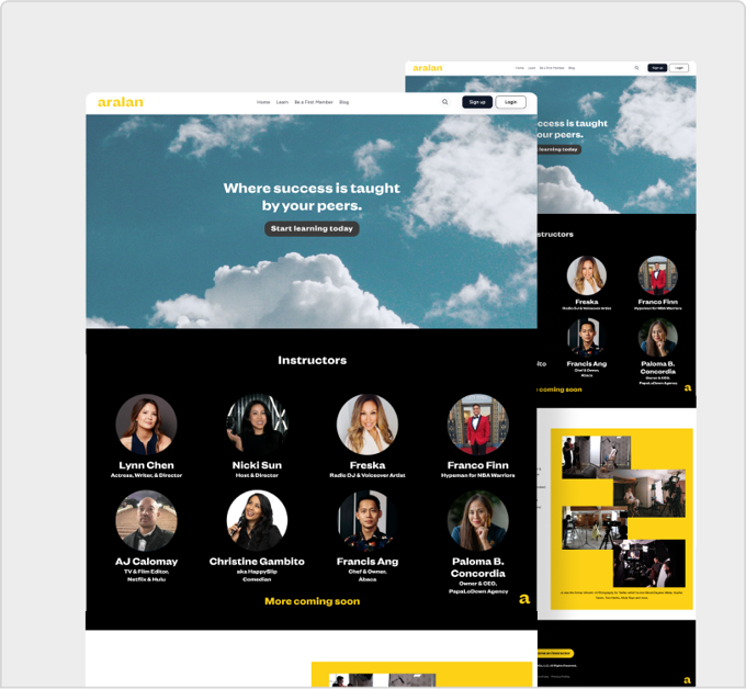 Aralan website built with ezycourse