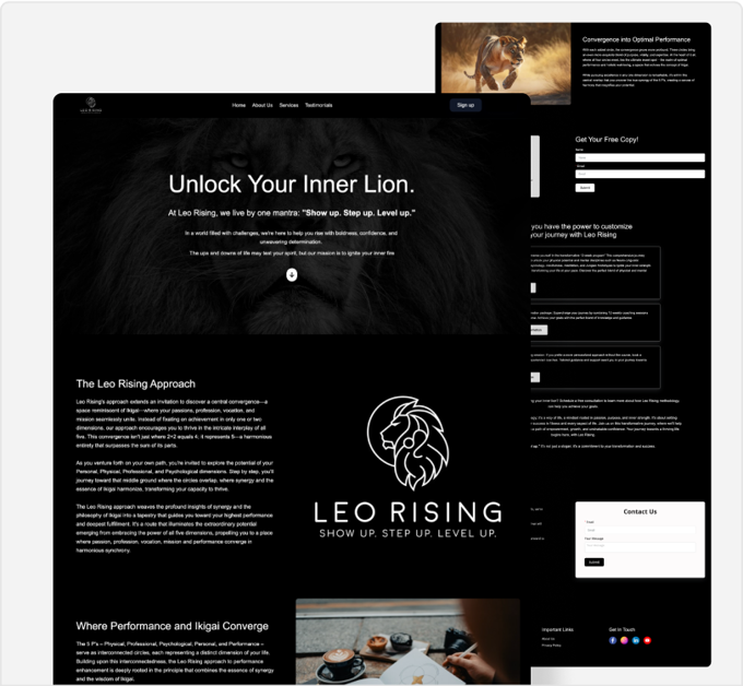 Leo Rising website built with ezycourse