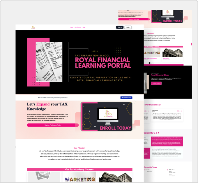 Royale Financial Academy website built with ezycourse