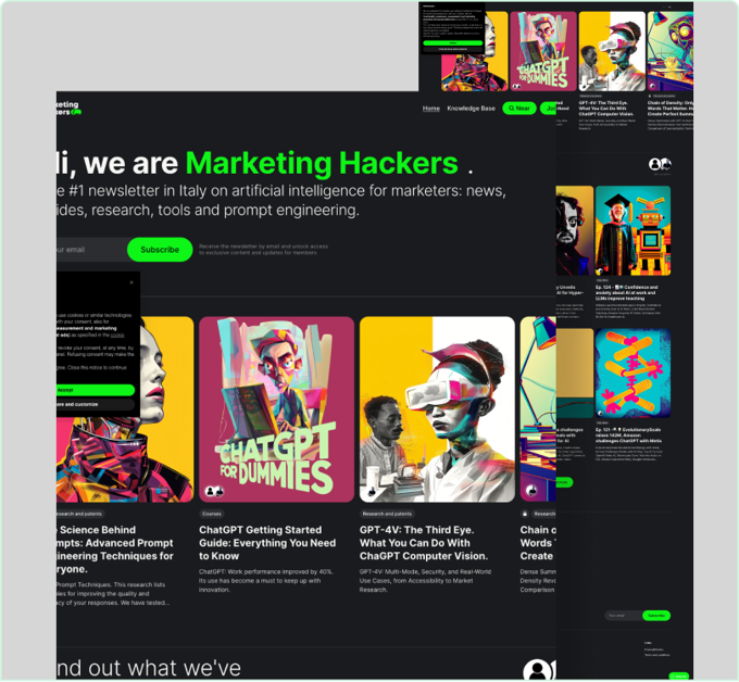 Marketing Hacks website built with ezycourse