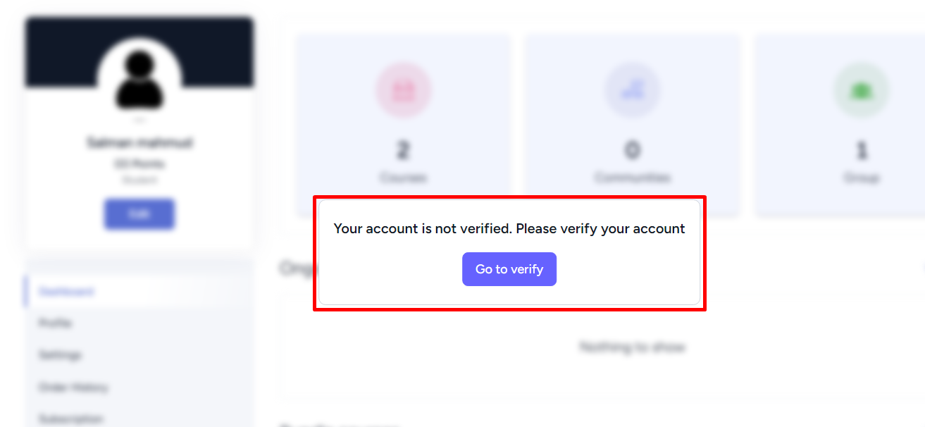 Checkout Signup Verification