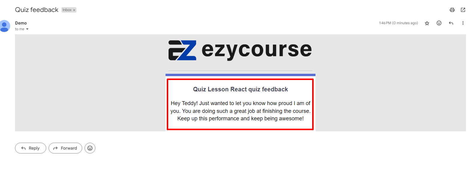 Quiz Lesson Feedback