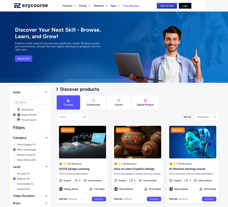 Ezycourse Marketplace For Creators Hero