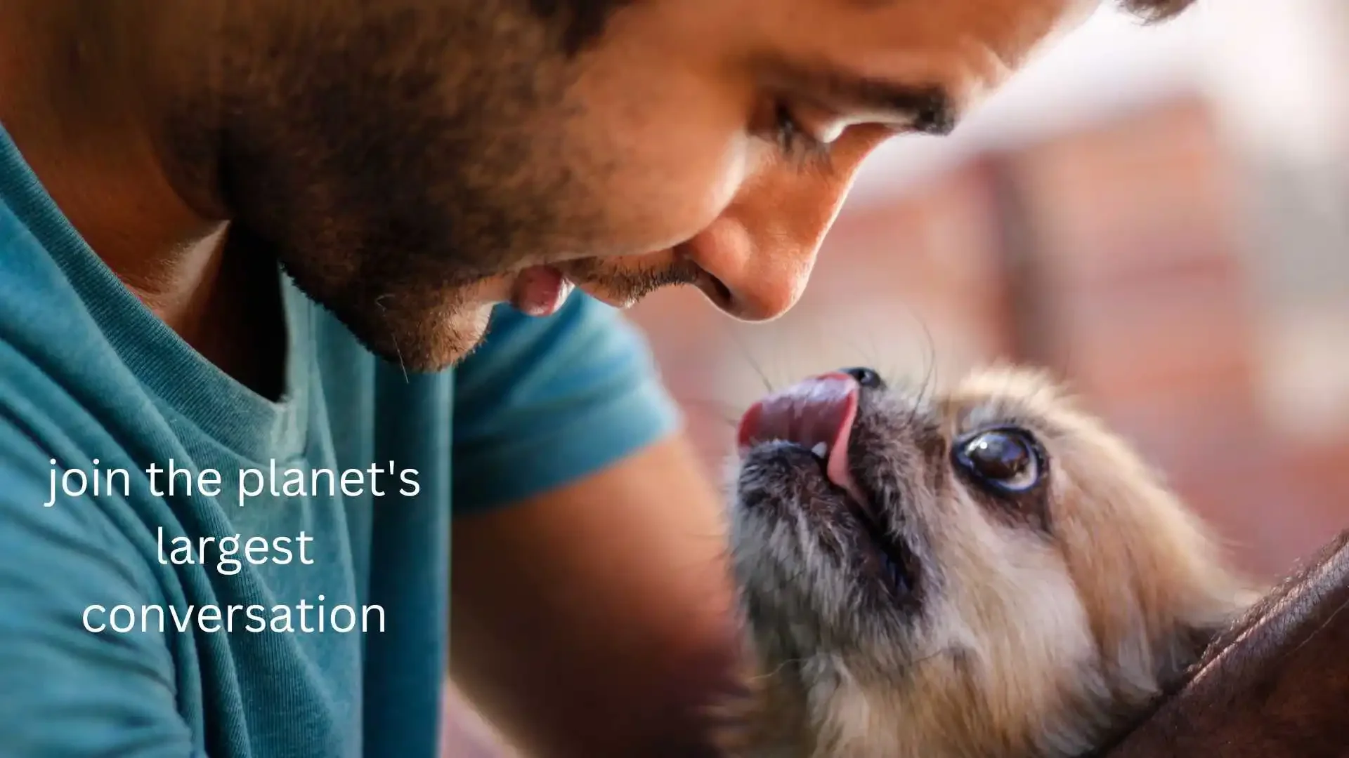 header image man looking into the eyes of a dog