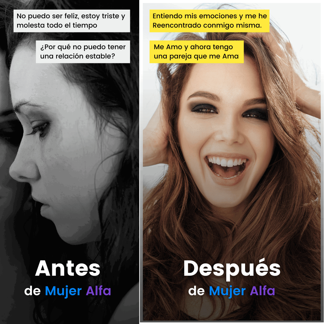 Comparativa Antes y Después de tomar el Entrenamiento Mujer Alfa